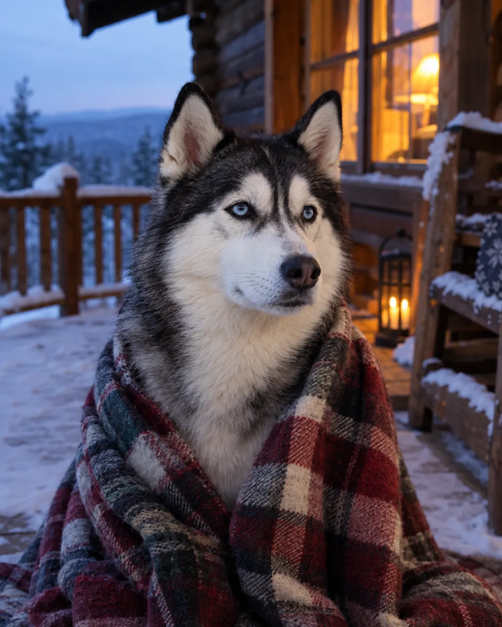 Winter Cabin illustrative style example