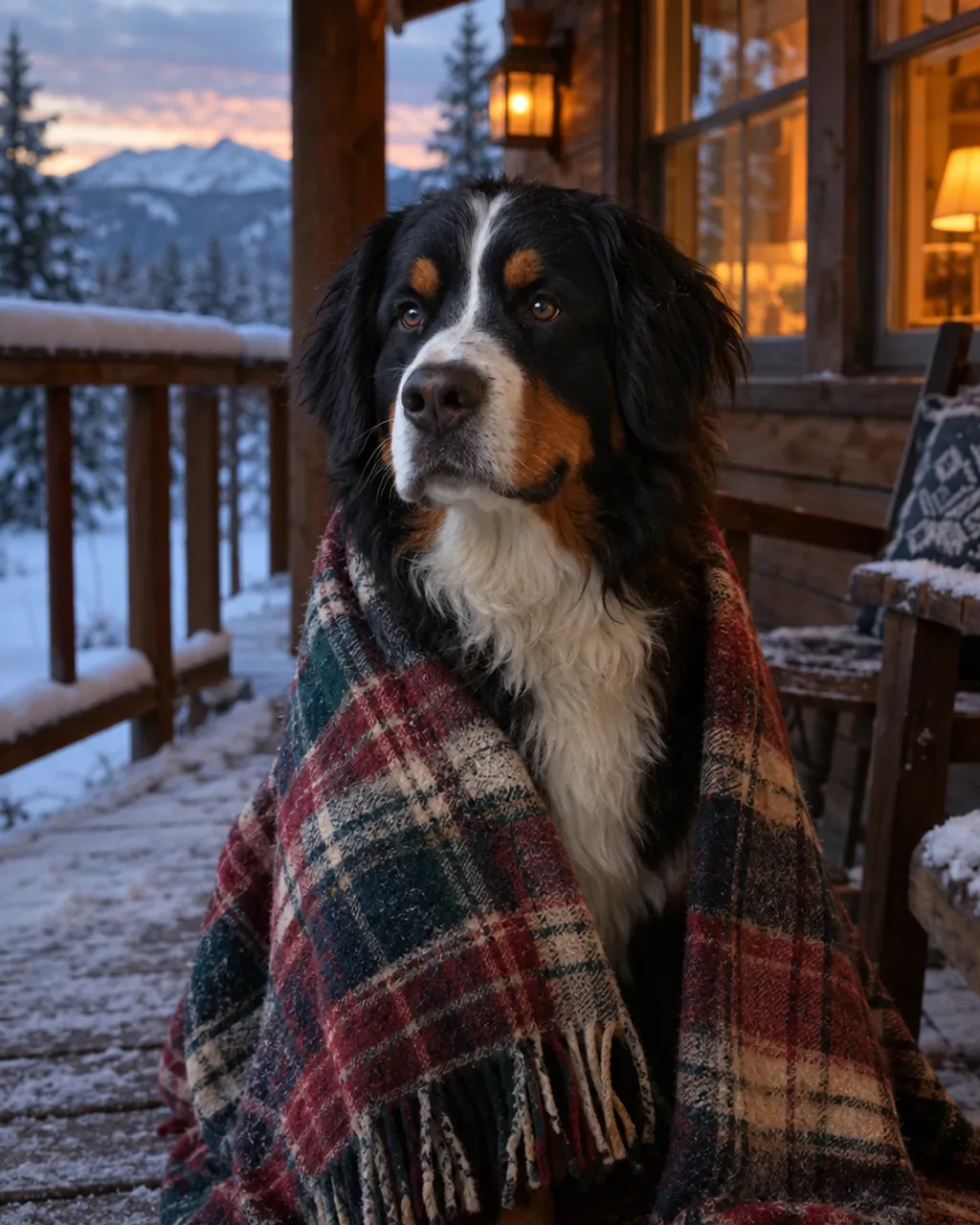 Winter Cabin illustrative style example