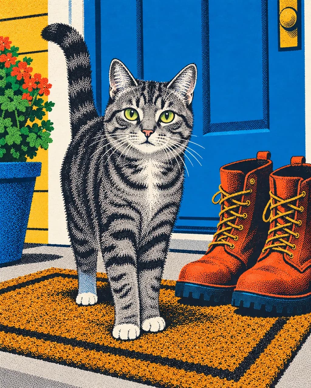 Wipe Your Paws illustrative style example