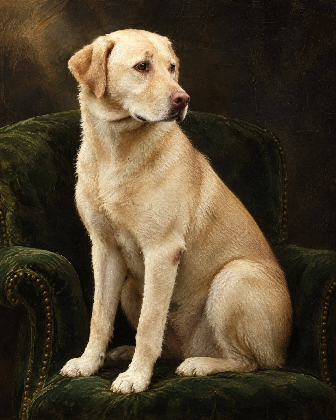 The same Labrador as an oil portrait